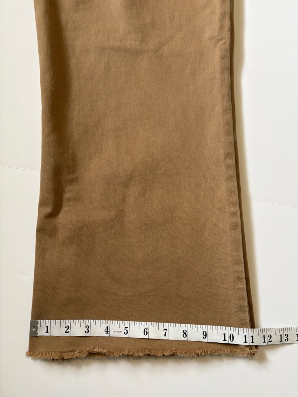 Melanie Lyne Wide Leg, Cropped Jeans, Tan/Mocha with Raw Hem, Sz. 10. Like new! - Picture 9 of 10